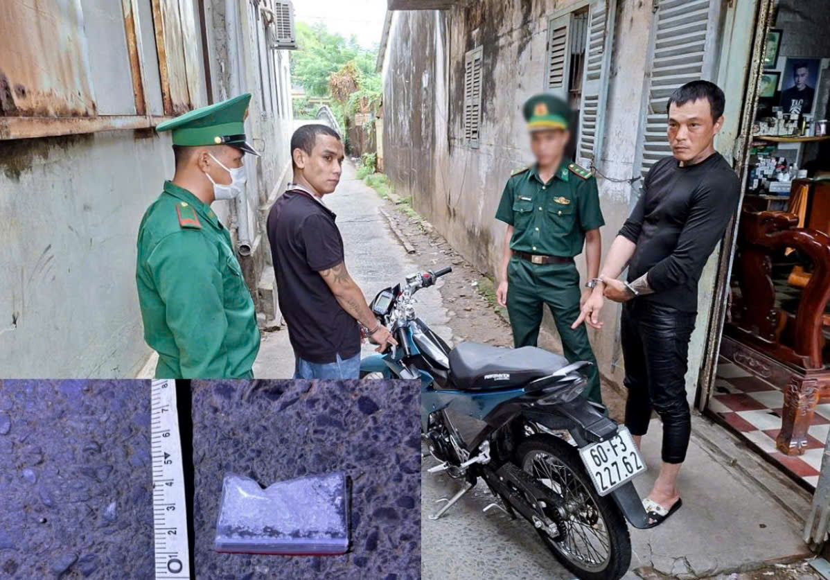 Hai đối tượng Lâm Văn Tín và Lâm Danh Phúc cùng tang vật tại hiện trường. Hai đối tượng Lâm Văn Tín và Lâm Danh Phúc cùng tang vật tại hiện trường.