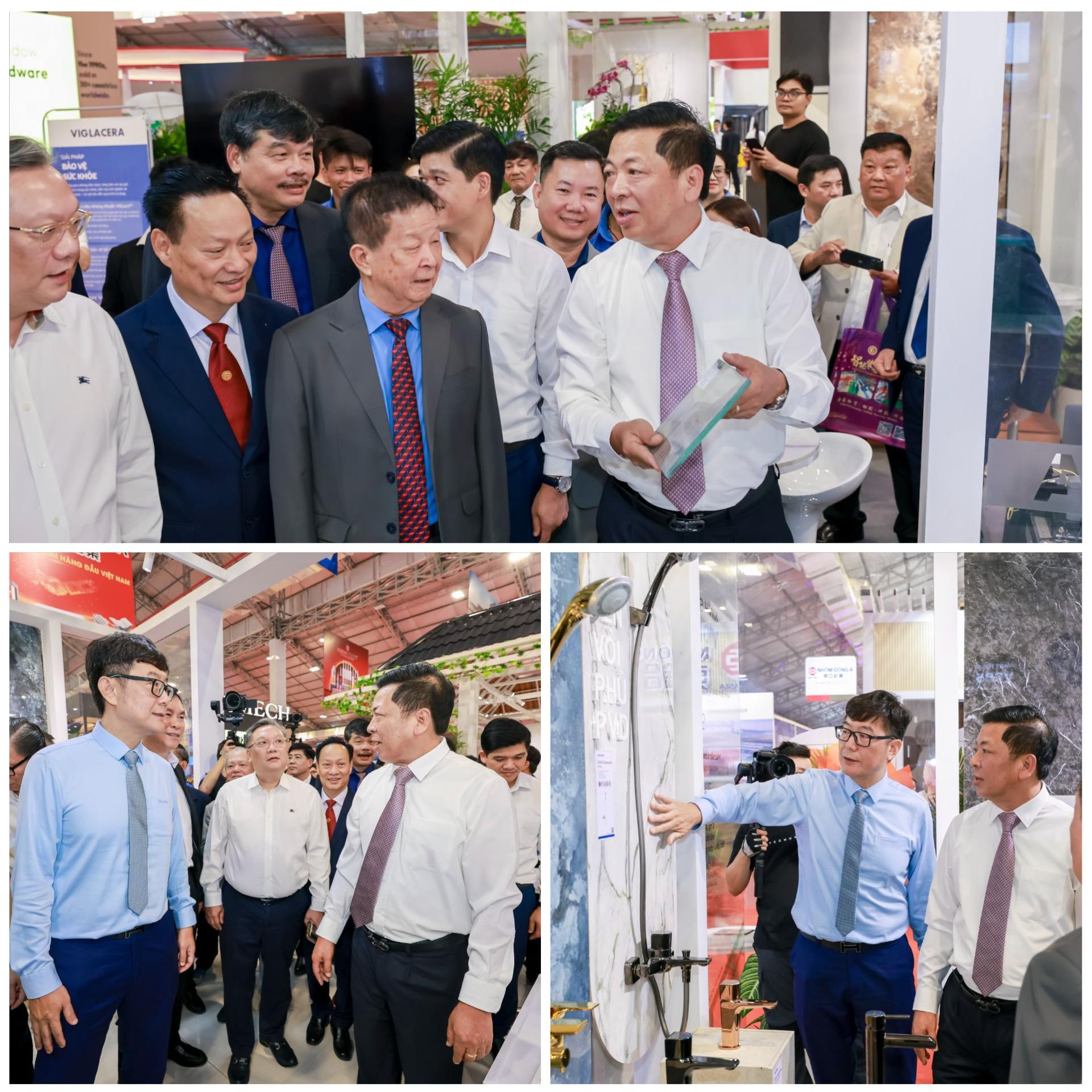 Bộ trưởng Bộ X&acirc;y dựng Trần Hồng Minh tham quan gian h&agrave;ng của Viglacera