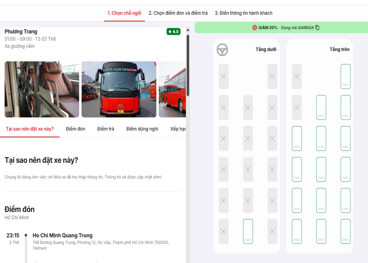 H&agrave;nh kh&aacute;ch c&oacute; thể t&ugrave;y &yacute; lựa chọn chỗ ngồi theo &yacute; th&iacute;ch của m&igrave;nh - Nguồn: redBus