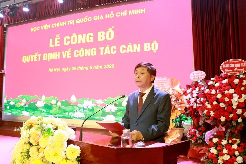 PGS,TS. Phạm Minh Sơn, Gi&aacute;m đốc Học viện B&aacute;o ch&iacute; v&agrave; Tuy&ecirc;n truyền ph&aacute;t biểu nhận nhiệm vụ