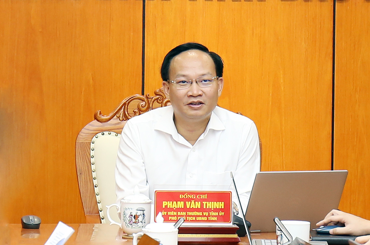 Ph&oacute; Chủ tịch UBND tỉnh Phạm Văn Thịnh ph&aacute;t biểu tại buổi l&agrave;m việc.
