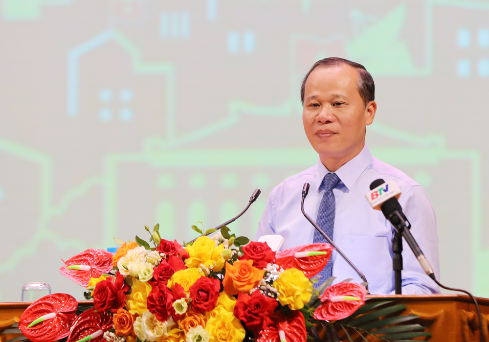 Đồng ch&iacute; Mai Sơn, Ủy vi&ecirc;n Ban Thường vụ Tỉnh ủy, Ph&oacute; Chủ tịch Thường trực UBND tỉnh Bắc Ninh ph&aacute;t biểu tại lễ kỷ niệm.