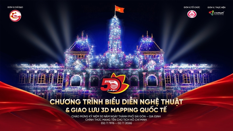 VINAMA thắp sáng hành trình 50 năm Thành phố mang tên Bác bằng công nghệ 3D Mapping