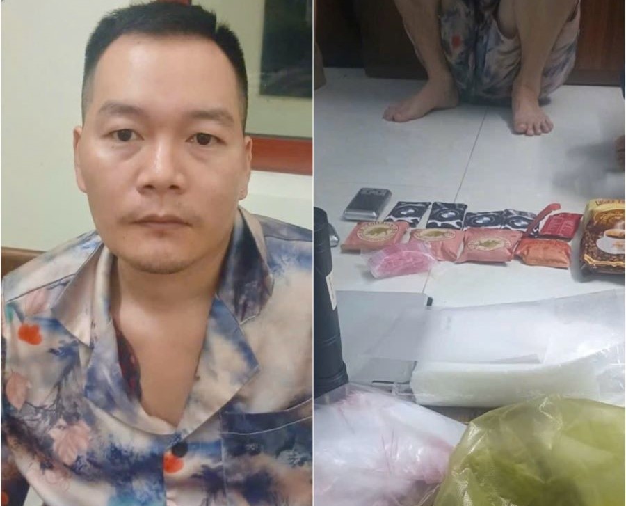 Đối tượng Hoàng Trung Hiếu cùng tang vật tại thu được tại nhà riêng Đối tượng Hoàng Trung Hiếu cùng tang vật tại thu được tại nhà riêng