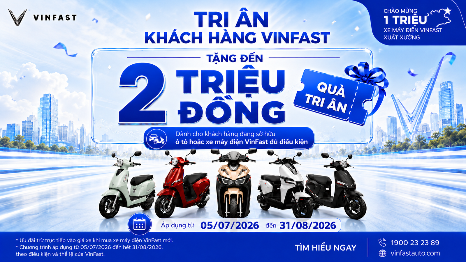 VinFast triển khai chương trình tri ân khách hàng cũ nhân cột mốc 1 triệu xe máy điện xuất xưởng