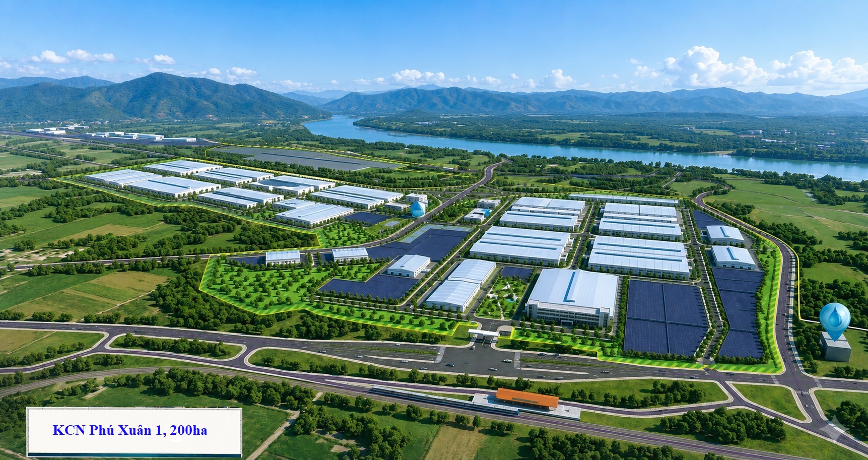 Khu c&ocirc;ng nghiệp Ph&uacute; Xu&acirc;n 1, quy m&ocirc; 200 ha