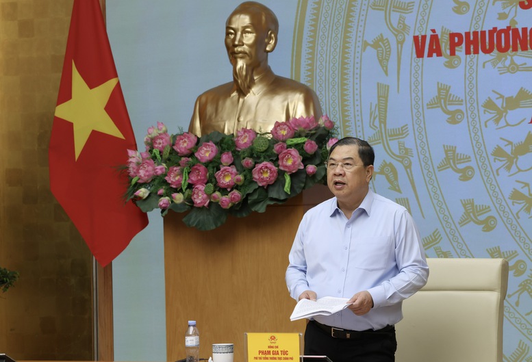 Phó Thủ tướng Thường trực Phạm Gia Túc phát biểu kết luận hội nghị - Ảnh: VGP/Phương Nguyên Phó Thủ tướng Thường trực Phạm Gia Túc phát biểu kết luận hội nghị - Ảnh: VGP/Phương Nguyên