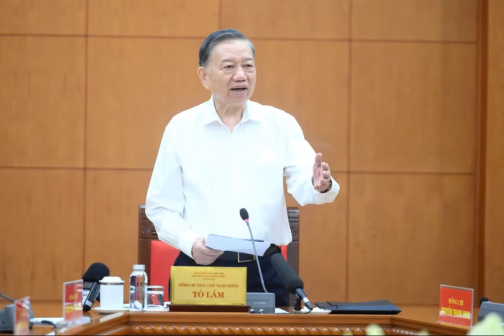 Tổng Bí thư, Chủ tịch nước Tô Lâm phát biểu chỉ đạo tại cuộc làm việc. (Ảnh: ĐĂNG KHOA) Tổng Bí thư, Chủ tịch nước Tô Lâm phát biểu chỉ đạo tại cuộc làm việc. (Ảnh: ĐĂNG KHOA)
