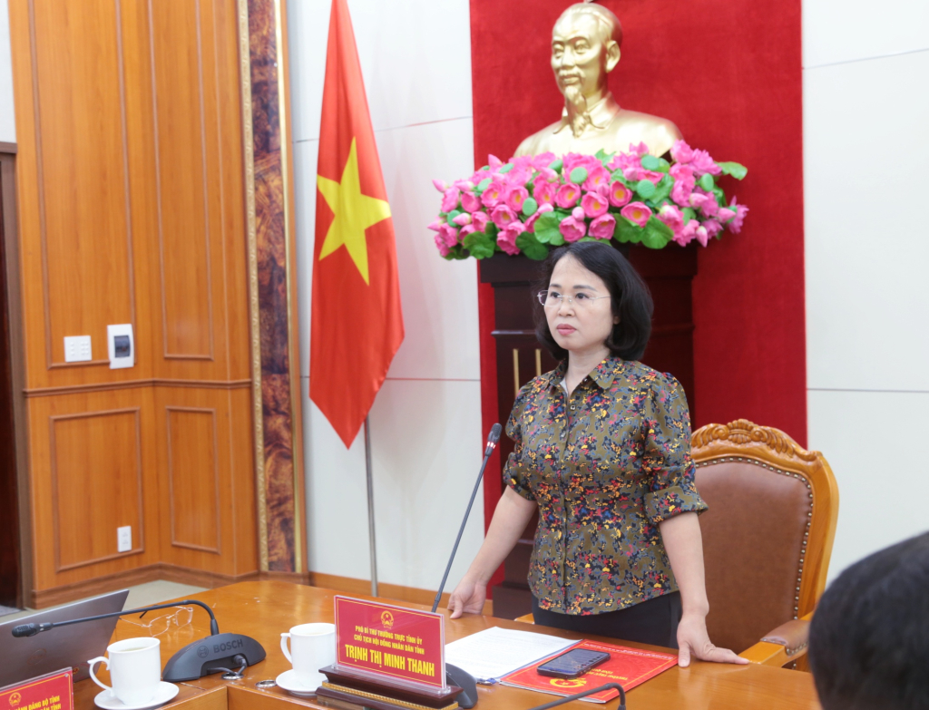 Bà Trịnh Thị Minh Thanh, Phó Bí thư Thường trực Tỉnh ủy, Chủ tịch HĐND tỉnh Quảng Ninh phát biểu chỉ đạo tại hội nghị Bà Trịnh Thị Minh Thanh, Phó Bí thư Thường trực Tỉnh ủy, Chủ tịch HĐND tỉnh Quảng Ninh phát biểu chỉ đạo tại hội nghị