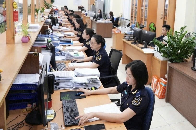 Hoạt động nghiệp vụ của c&ocirc;ng chức ng&agrave;nh Hải quan. Ảnh: SL
