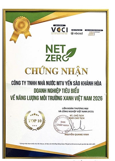 C&ocirc;ng ty Yến s&agrave;o Kh&aacute;nh H&ograve;a được vinh danh tại c&aacute;c hạng mục Doanh nghiệp xanh.
