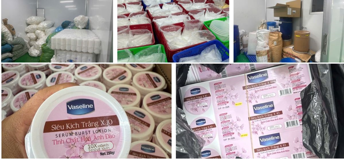 Một vụ sản xuất, bu&ocirc;n b&aacute;n mỹ phẩm giả quy m&ocirc; lớn bị C&ocirc;ng an Th&agrave;nh phố Hồ Ch&iacute; Minh triệt ph&aacute; v&agrave;o th&aacute;ng 3/2026. Ảnh: C&ocirc;ng an cung cấp