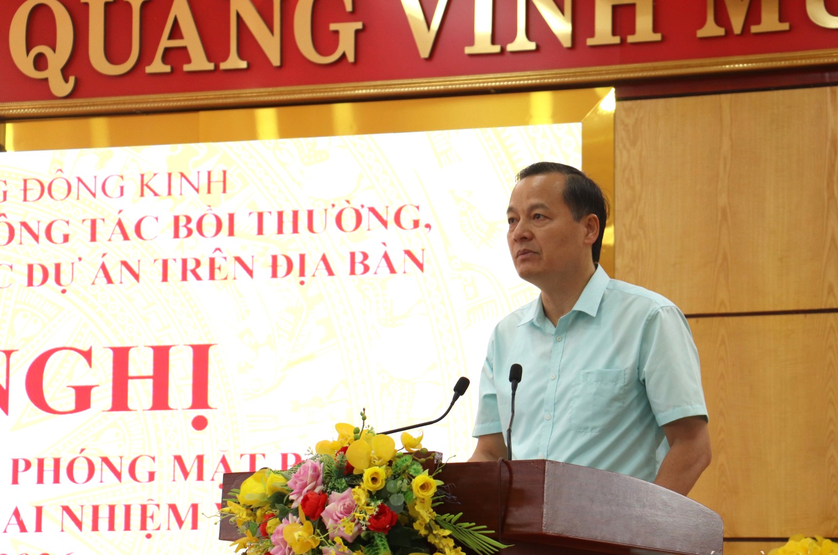 h&ugrave;ng Quang Hội, Ủy vi&ecirc;n Ban Thường vụ Tỉnh ủy, B&iacute; thư Đảng ủy, Chủ tịch HĐND phường ph&aacute;t biểu tại hội nghị