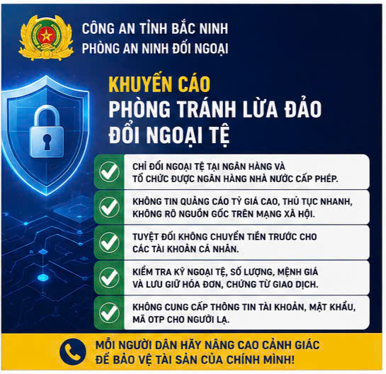 Công an Bắc Ninh cảnh báo thủ đoạn lừa đảo đổi ngoại tệ