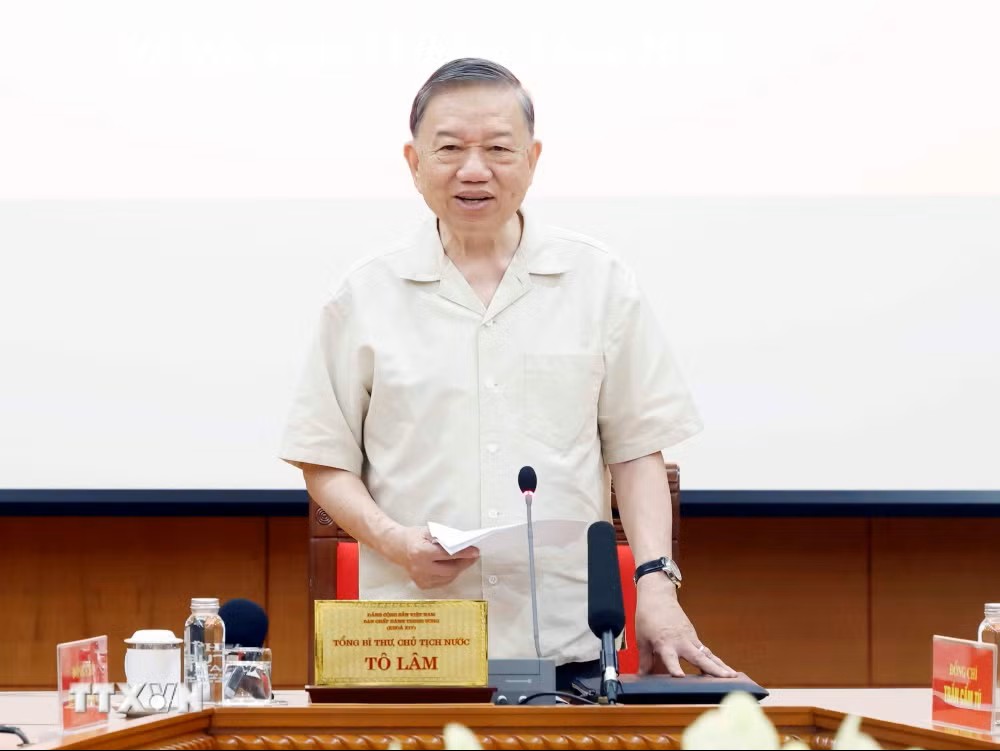 Tổng B&iacute; thư, Chủ tịch nước T&ocirc; L&acirc;m ph&aacute;t biểu. (Ảnh: Thống Nhất/TTXVN)