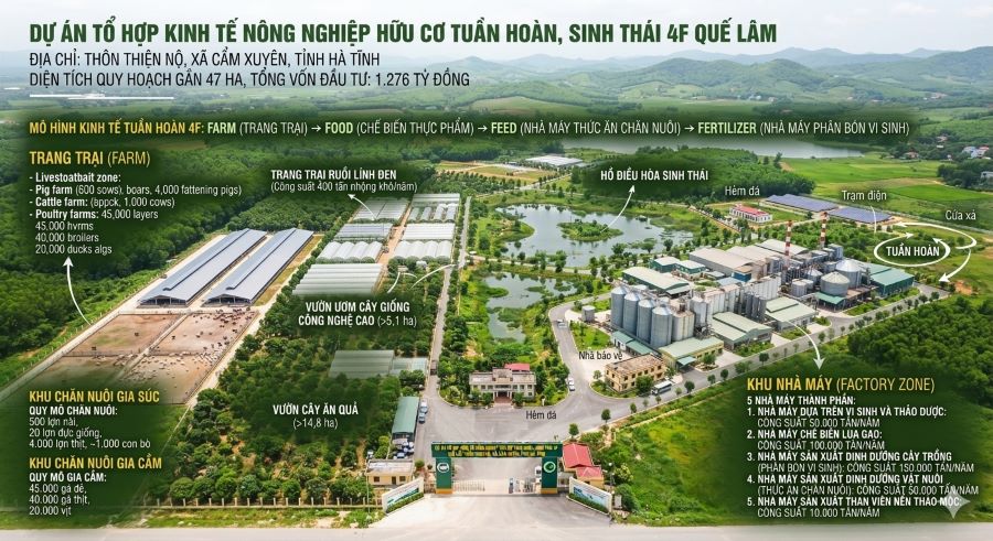 Tổ hợp kinh tế n&ocirc;ng nghiệp hữu cơ tuần ho&agrave;n, sinh th&aacute;i 4F Quế L&acirc;m