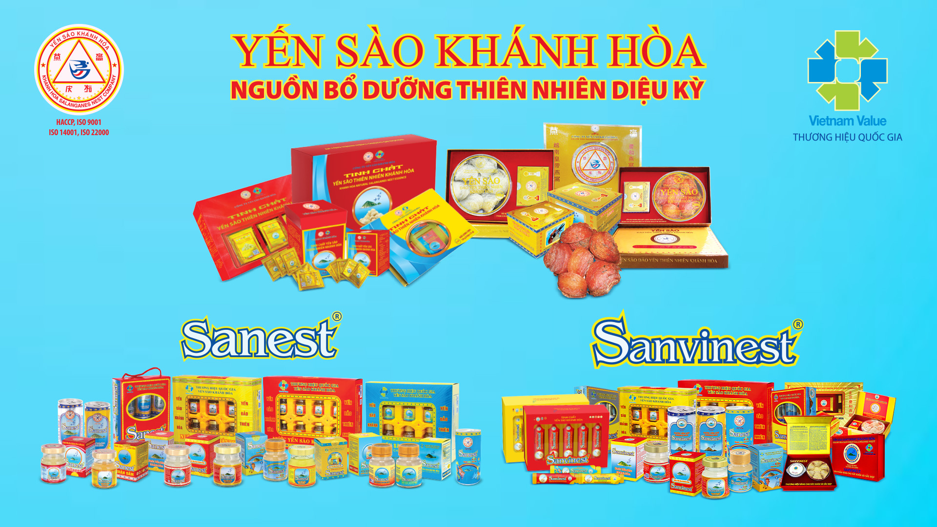 C&aacute;c sản phẩm Yến s&agrave;o Kh&aacute;nh H&ograve;a đạt Thương hiệu Quốc Gia