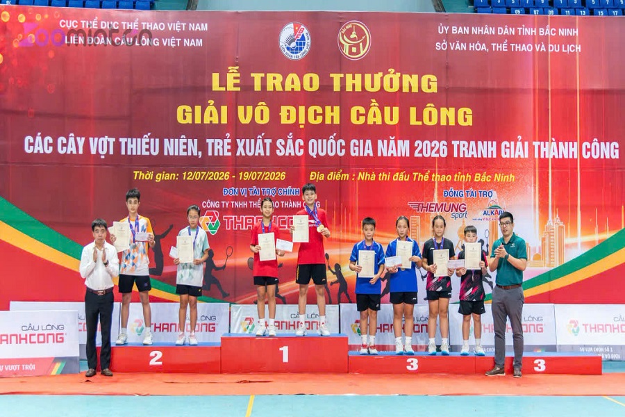 Các VĐV Lâm Đồng giành HCB nội dung đôi nam nữ U13 do công các VĐV Trần Khởi Nguyên - Trịnh Quỳnh Vy Các VĐV Lâm Đồng giành HCB nội dung đôi nam nữ U13 do công các VĐV Trần Khởi Nguyên - Trịnh Quỳnh Vy