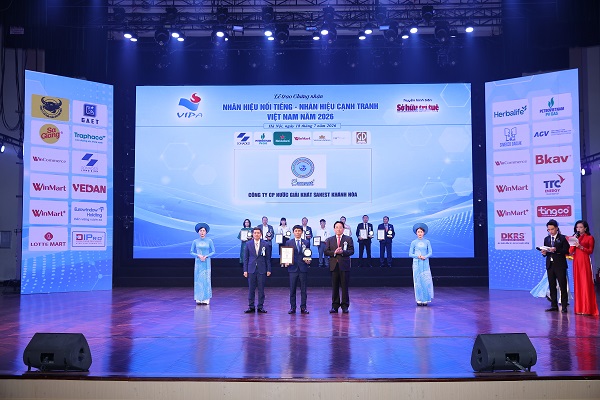 C&ocirc;ng ty Cổ phần Nước giải kh&aacute;t Sanest Kh&aacute;nh H&ograve;a được vinh danh tại hạng mục &ldquo;Top 10 Nh&atilde;n hiệu nổi tiếng Việt Nam 2026&rdquo;.