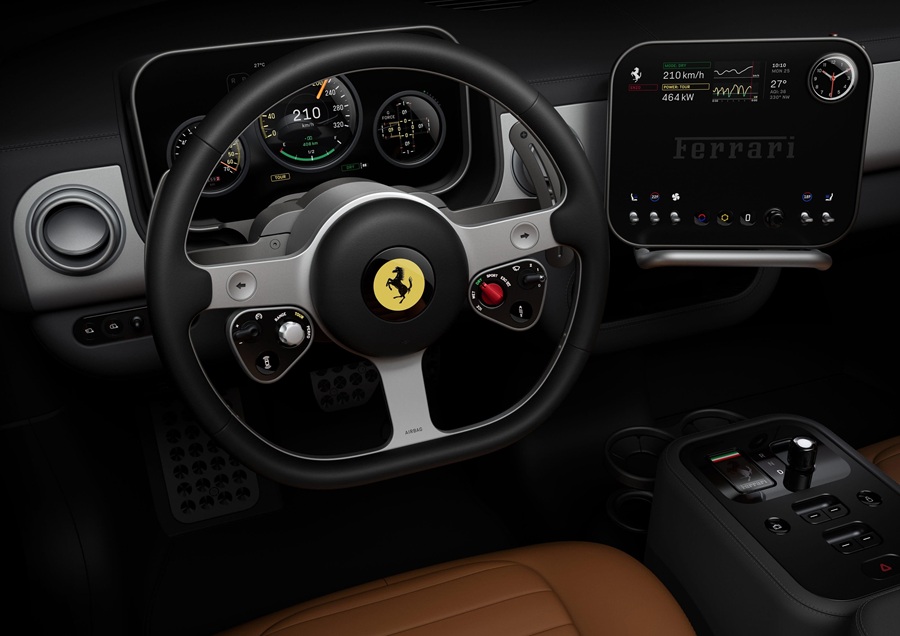Khoang nội thất Ferrari Luce – Không gian hiện đại với màn hình kỹ thuật số và vật liệu cao cấp. Khoang nội thất Ferrari Luce – Không gian hiện đại với màn hình kỹ thuật số và vật liệu cao cấp.
