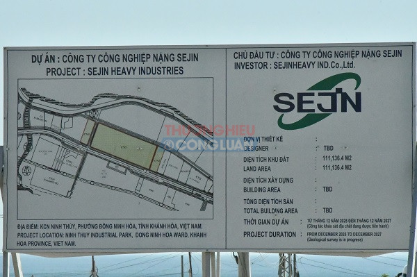 Bảng th&ocirc;ng tin dự &aacute;n x&acirc;y dựng Nh&agrave; m&aacute;y Sejin Global