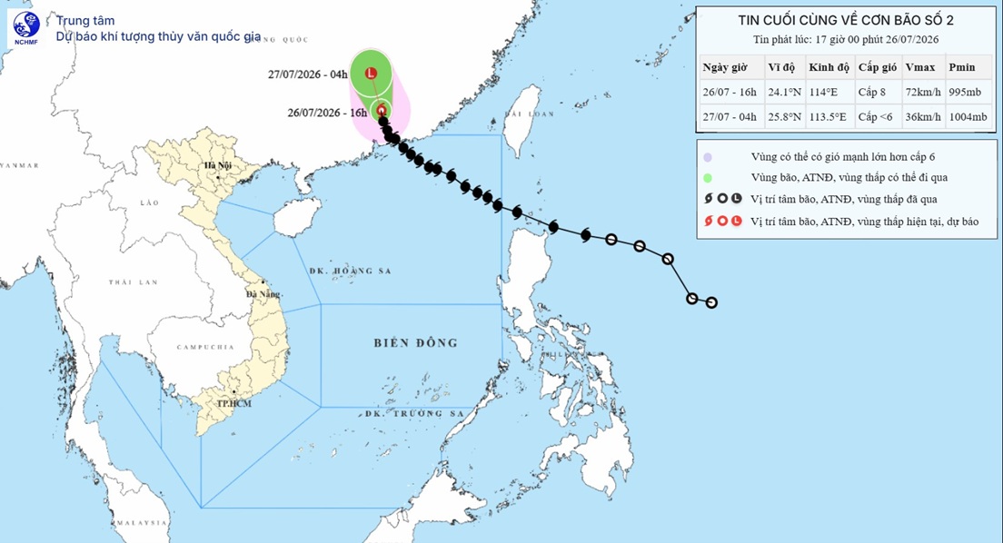 Bão tiếp tục di chuyển chủ yếu theo hướng Bắc Tây Bắc suy yếu dần thành áp thấp nhiệt đới sau là một vùng áp thấp trên đất liền tỉnh Quảng Đông (Trung Quốc). Ảnh: KTTV Bão tiếp tục di chuyển chủ yếu theo hướng Bắc Tây Bắc suy yếu dần thành áp thấp nhiệt đới sau là một vùng áp thấp trên đất liền tỉnh Quảng Đông (Trung Quốc). Ảnh: KTTV