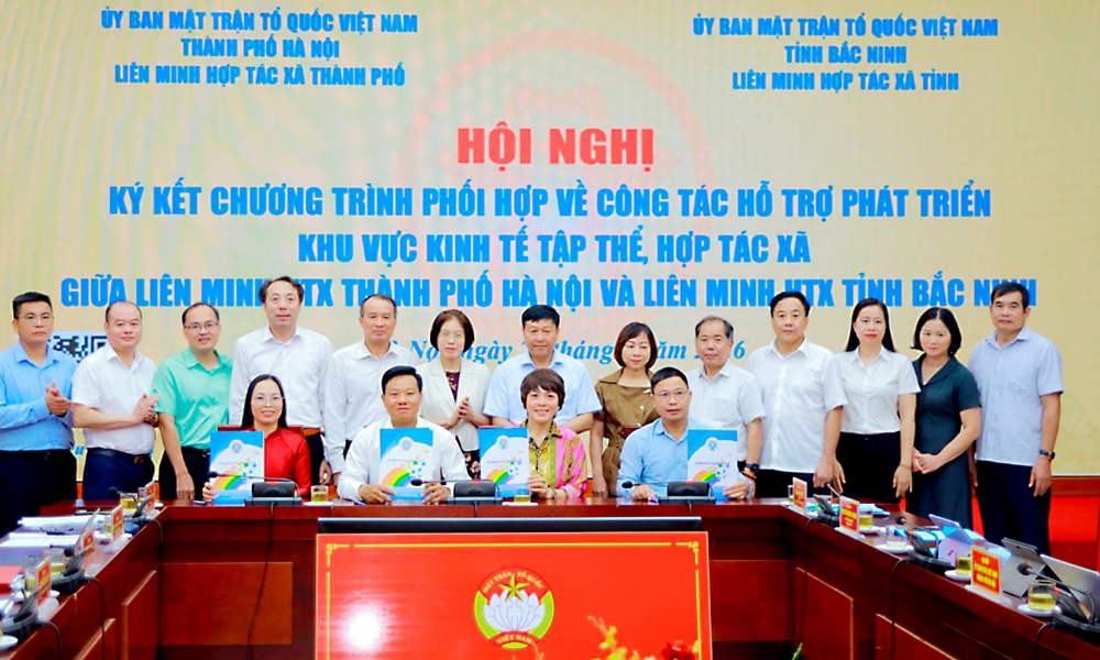 C&aacute;c hợp t&aacute;c x&atilde;, doanh nghiệp của Bắc Ninh v&agrave; H&agrave; Nội k&yacute; kết bi&ecirc;n bản ghi nhớ về hợp t&aacute;c ph&acirc;n phối, ti&ecirc;u thụ sản phẩm