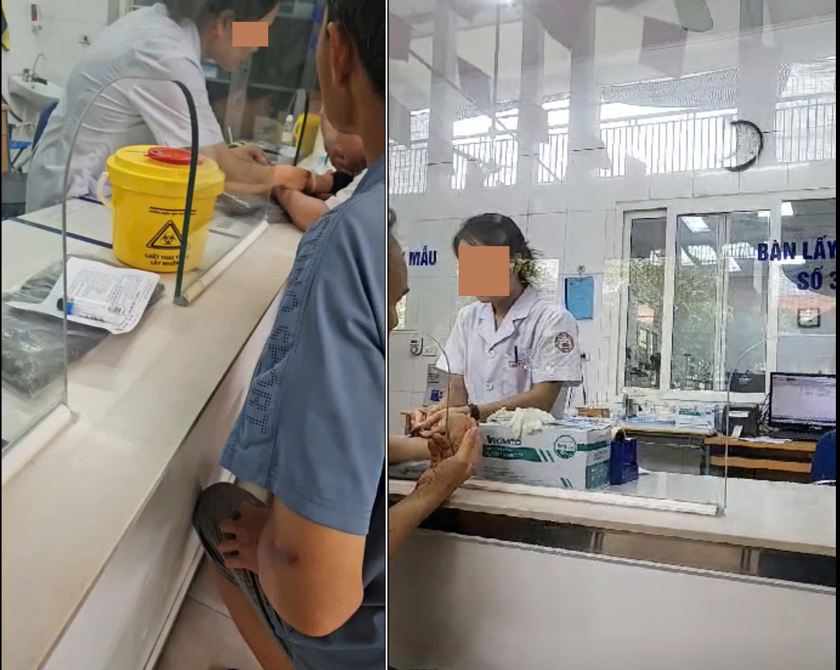 Li&ecirc;n tục ghi nhận t&igrave;nh trạng c&aacute;c nh&acirc;n vi&ecirc;n y tế kh&ocirc;ng mang theo đồ bảo hộ khi thực hiện lấy m&aacute;u x&eacute;t nghiệm cho bệnh nh&acirc;n