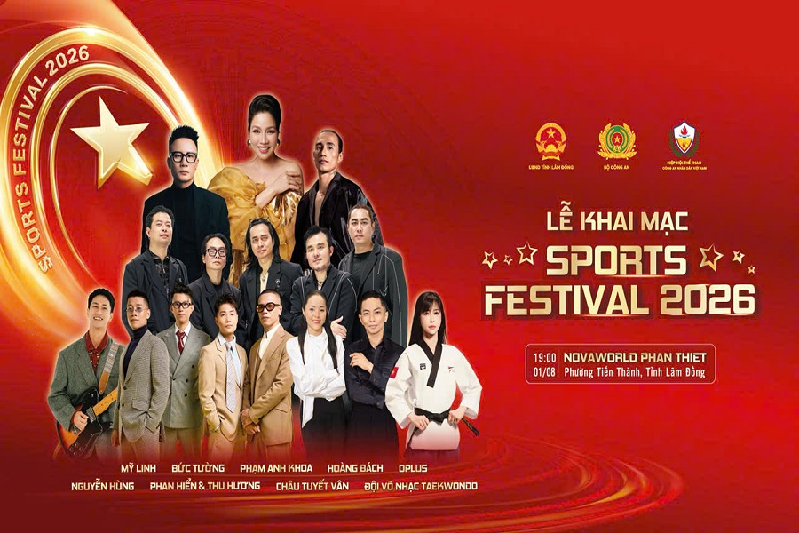 Lễ khai mạc Sports Festival 2026 sẽ diễn ra tại Quảng trường Bikini Beach, NovaWorld Phan Thiet.