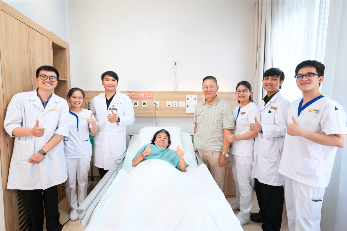 Bệnh nh&acirc;n N.L hồi phục ổn định sau phẫu thuật. (Ảnh: Vinmec)