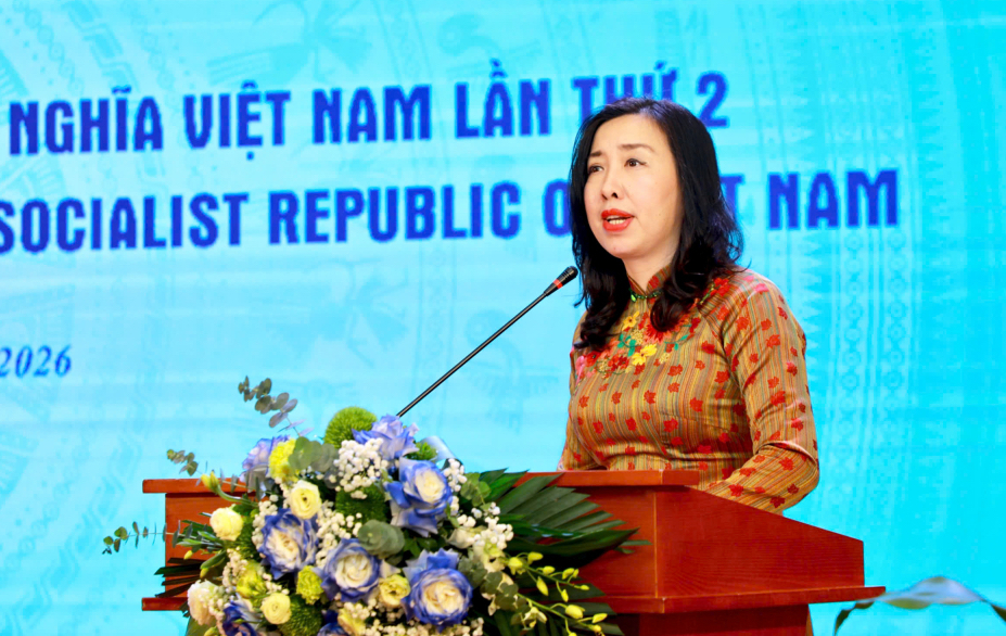 Thứ trưởng Bộ Ngoại giao Việt Nam Lê Thị Thu Hằng phát biểu khai mạc hội nghị Thứ trưởng Bộ Ngoại giao Việt Nam Lê Thị Thu Hằng phát biểu khai mạc hội nghị