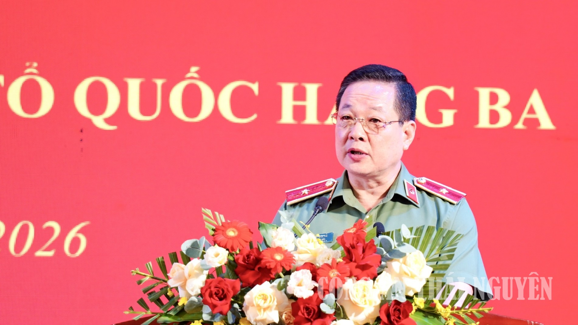 Thiếu tướng B&ugrave;i Đức Hải, Gi&aacute;m đốc C&ocirc;ng an tỉnh ph&aacute;t biểu tại Lễ kỉ niệm
