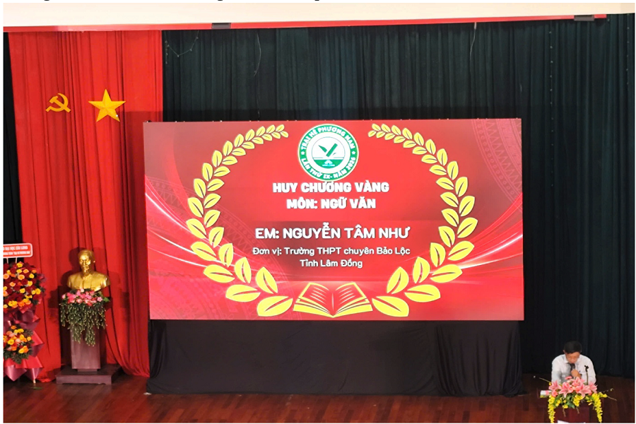 Em Nguyễn Tâm Như giành Huy chương Vàng môn Ngữ văn. Em Nguyễn Tâm Như giành Huy chương Vàng môn Ngữ văn.