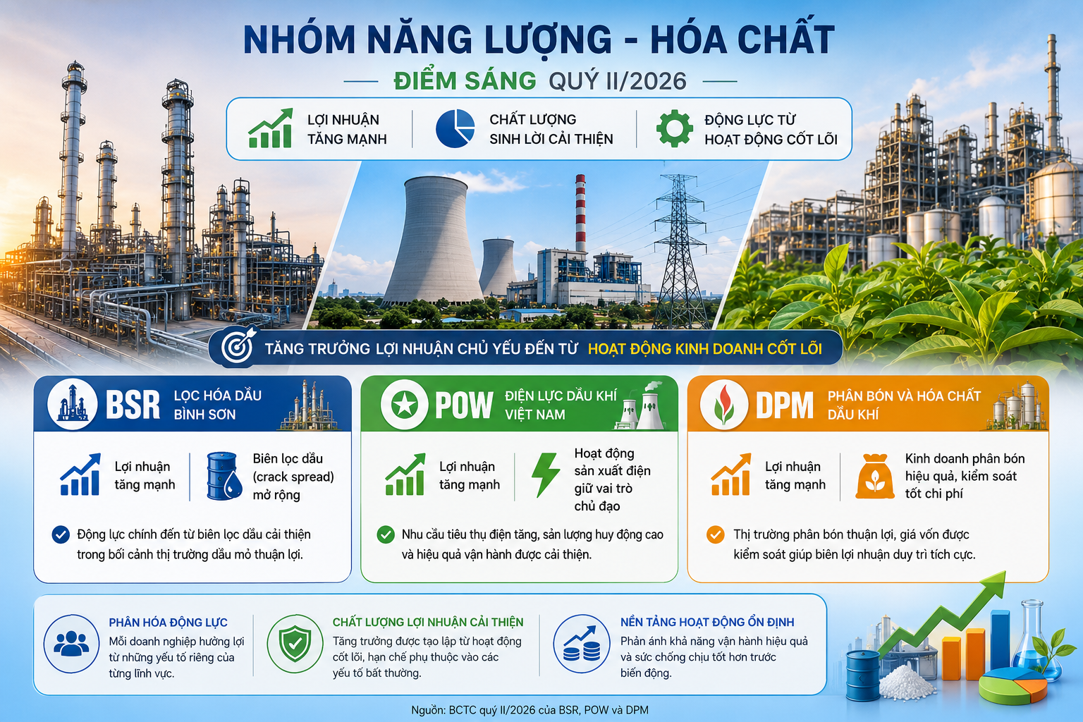 Điều gì giúp nhóm năng lượng - hóa chất trở thành điểm sáng mùa báo cáo quý II?