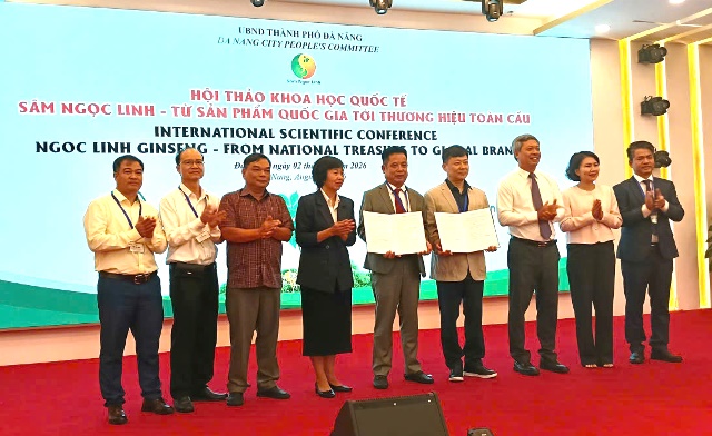 L&atilde;nh đạo th&agrave;nh phố Đ&agrave; Nẵng chứng kiến lễ trao c&aacute;c bi&ecirc;n bản ghi nhớ hợp t&aacute;c (MOU) giữa Hội S&acirc;m Ngọc Linh Quảng Nam (TP. Đ&agrave; Nẵng) v&agrave; Hiệp hội S&acirc;m Geumsan (H&agrave;n Quốc) về ph&aacute;t triển s&acirc;m v&agrave; dược liệu.