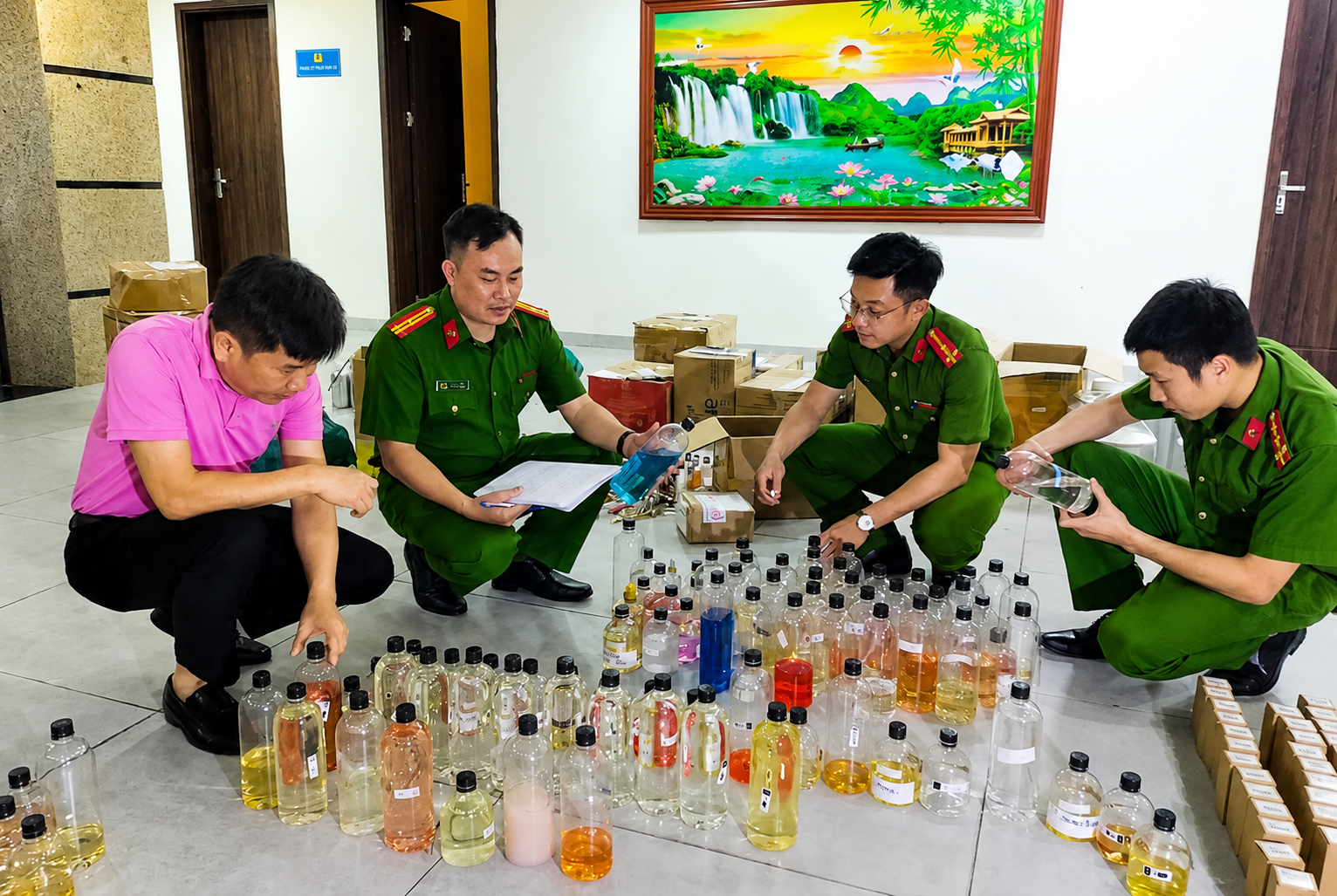 Lực lượng Công an tỉnh Thanh Hóa vừa triệt phá đường dây sản xuất, buôn bán nước hoa giả mang nhiều thương hiệu nổi tiếng, hoạt động trên các sàn thương mại điện tử và mạng xã hội. Lực lượng Công an tỉnh Thanh Hóa vừa triệt phá đường dây sản xuất, buôn bán nước hoa giả mang nhiều thương hiệu nổi tiếng, hoạt động trên các sàn thương mại điện tử và mạng xã hội.