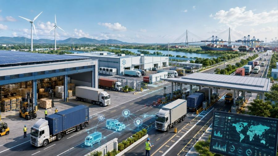 Trung tâm logistics hiện đại tích hợp kho bãi, vận tải, kiểm soát hàng hóa và công nghệ số, hướng tới nâng cao năng lực chuỗi cung ứng của Tây Ninh. Trung tâm logistics hiện đại tích hợp kho bãi, vận tải, kiểm soát hàng hóa và công nghệ số, hướng tới nâng cao năng lực chuỗi cung ứng của Tây Ninh.