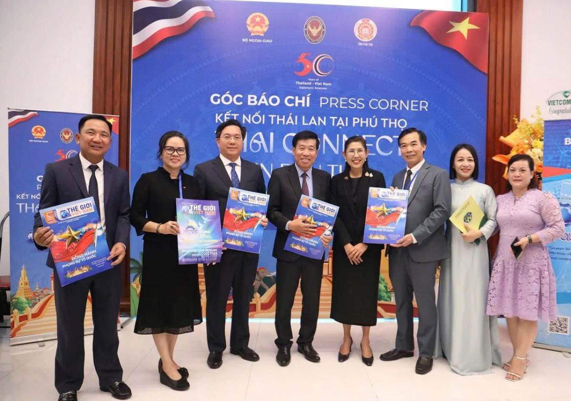 G&oacute;c b&aacute;o ch&iacute; của B&aacute;o Thế giới v&agrave; Việt Nam tại sự kiện Kết nối Th&aacute;i Lan tại Ph&uacute; Thọ, th&aacute;ng 6/2026. (Ảnh: Th&agrave;nh Long)