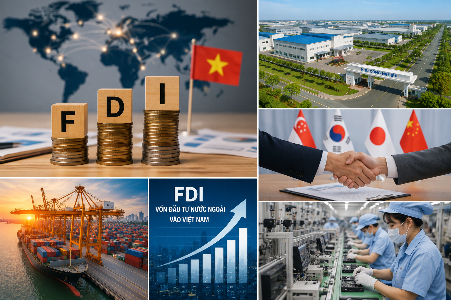 Dòng vốn FDI vào Việt Nam tăng mạnh, trong đó công nghiệp chế biến, chế tạo tiếp tục là lĩnh vực thu hút vốn lớn nhất. Ảnh AI Dòng vốn FDI vào Việt Nam tăng mạnh, trong đó công nghiệp chế biến, chế tạo tiếp tục là lĩnh vực thu hút vốn lớn nhất. Ảnh AI
