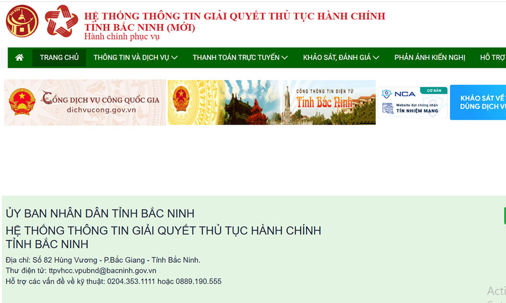 Hệ thống thông tin giải quyết thủ tục hành chính tỉnh Bắc Ninh. Hệ thống thông tin giải quyết thủ tục hành chính tỉnh Bắc Ninh.
