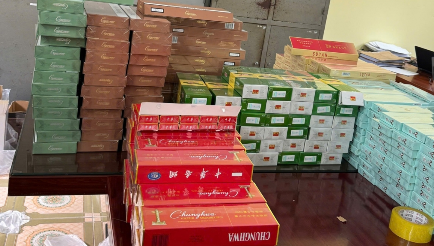 C&ocirc;ng an tỉnh Th&aacute;i Nguy&ecirc;n thu giữ số lượng lớn thuốc l&aacute; điếu nhập lậu (th&aacute;ng 6/2026). Ảnh: congan.thainguyen.gov.vn