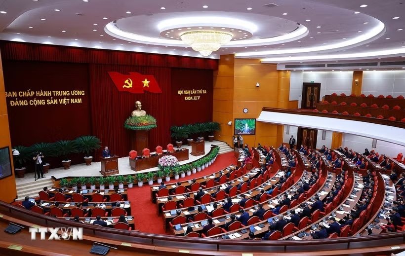 Phiên bế mạc Hội nghị lần thứ ba Ban Chấp hành Trung ương Đảng khóa XIV. (Ảnh: Dương Giang/TTXVN) Phiên bế mạc Hội nghị lần thứ ba Ban Chấp hành Trung ương Đảng khóa XIV. (Ảnh: Dương Giang/TTXVN)