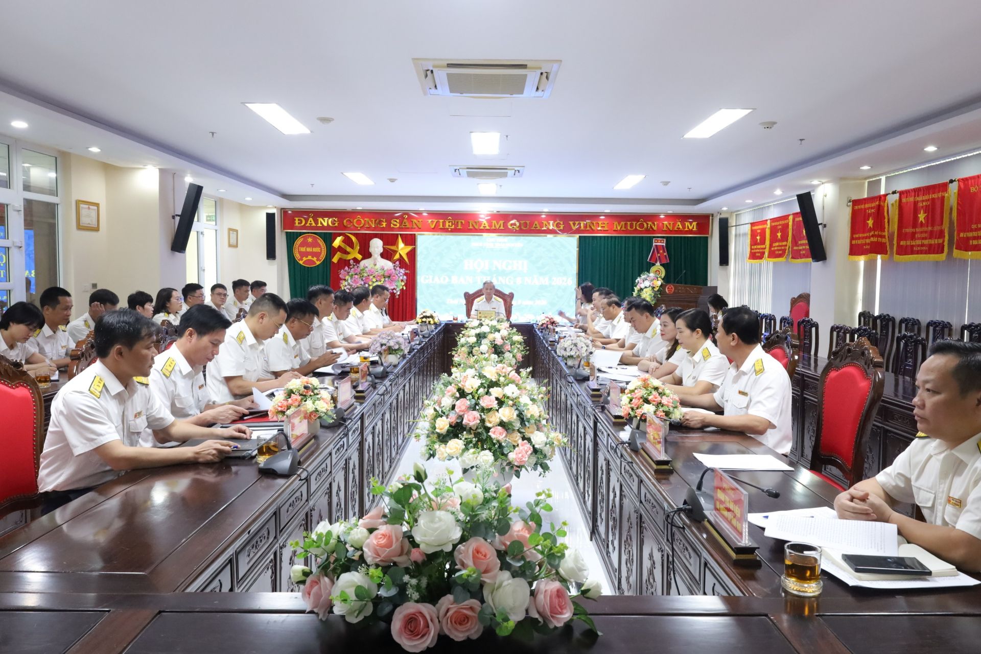 Quang cảnh Hội nghị giao ban tháng 8/2026 của Thuế tỉnh Thái Nguyên. Ảnh: thainguyen.gdt.gov.vn Quang cảnh Hội nghị giao ban tháng 8/2026 của Thuế tỉnh Thái Nguyên. Ảnh: thainguyen.gdt.gov.vn