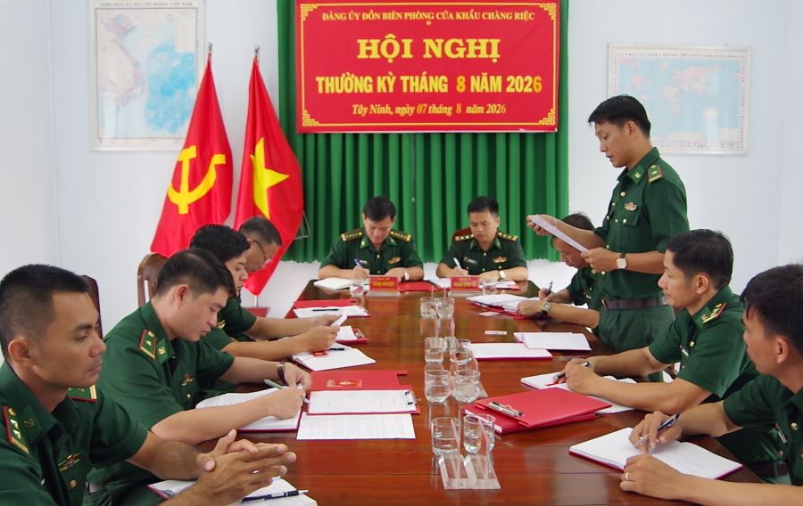 Đảng ủy Đồn Biên phòng Cửa khẩu Chàng Riệc tổ chức hội nghị Đảng ủy thường kỳ tháng 8 nhằm đánh giá kết quả lãnh đạo thực hiện nhiệm vụ tháng 7, xác định phương hướng, nhiệm vụ trọng tâm tháng 8 Đảng ủy Đồn Biên phòng Cửa khẩu Chàng Riệc tổ chức hội nghị Đảng ủy thường kỳ tháng 8 nhằm đánh giá kết quả lãnh đạo thực hiện nhiệm vụ tháng 7, xác định phương hướng, nhiệm vụ trọng tâm tháng 8