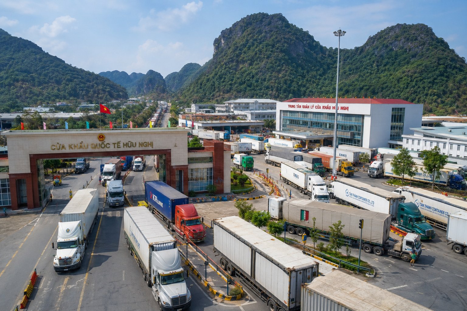 Hoạt động xuất nhập khẩu qua các cửa khẩu tiếp tục là một trong những động lực quan trọng thúc đẩy tăng trưởng kinh tế Lạng Sơn. Ảnh AI Hoạt động xuất nhập khẩu qua các cửa khẩu tiếp tục là một trong những động lực quan trọng thúc đẩy tăng trưởng kinh tế Lạng Sơn. Ảnh AI