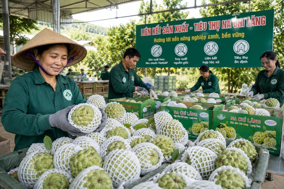 V&ugrave;ng trồng na Chi Lăng theo ti&ecirc;u chuẩn VietGAP.