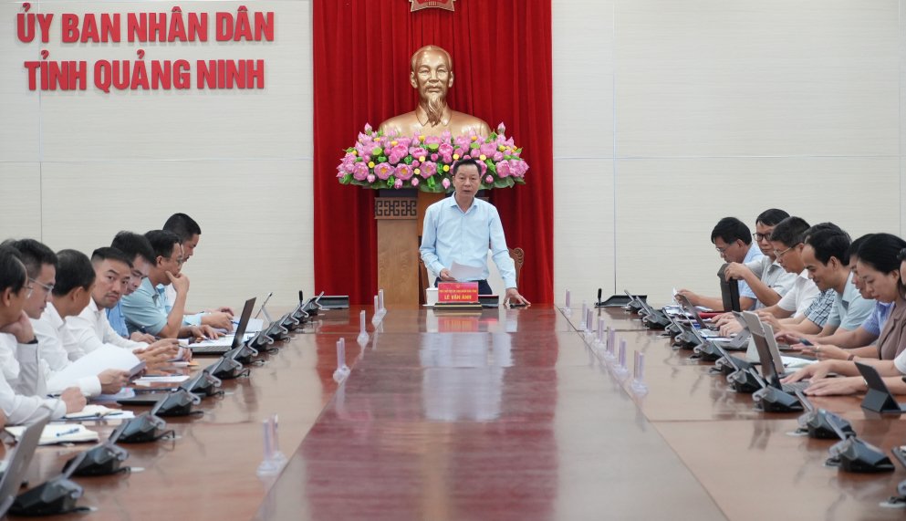 &Ocirc;ng L&ecirc; Văn &Aacute;nh, Ph&oacute; Chủ tịch UBND tỉnh Quảng Ninh, ph&aacute;t biểu chỉ đạo tại cuộc họp