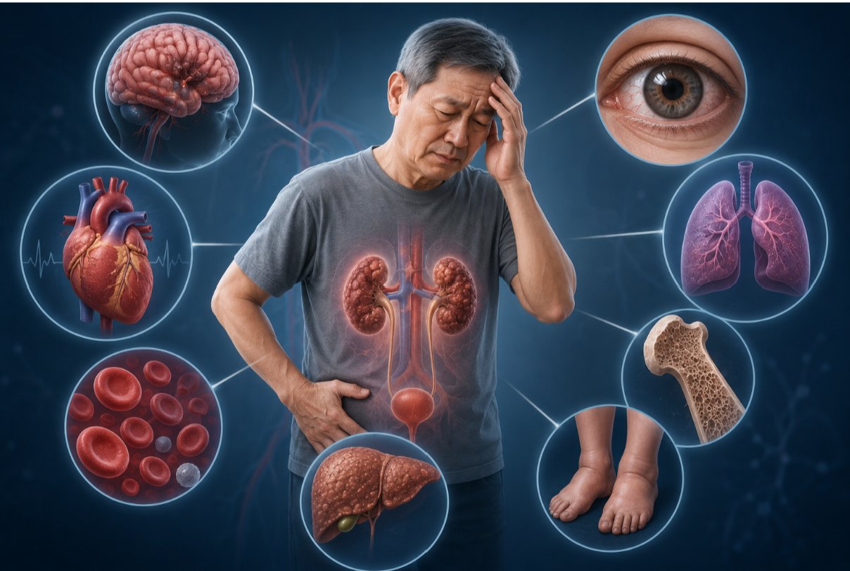 Khi chức năng thận suy giảm c&oacute; thể t&aacute;c động đến sức khỏe to&agrave;n th&acirc;n