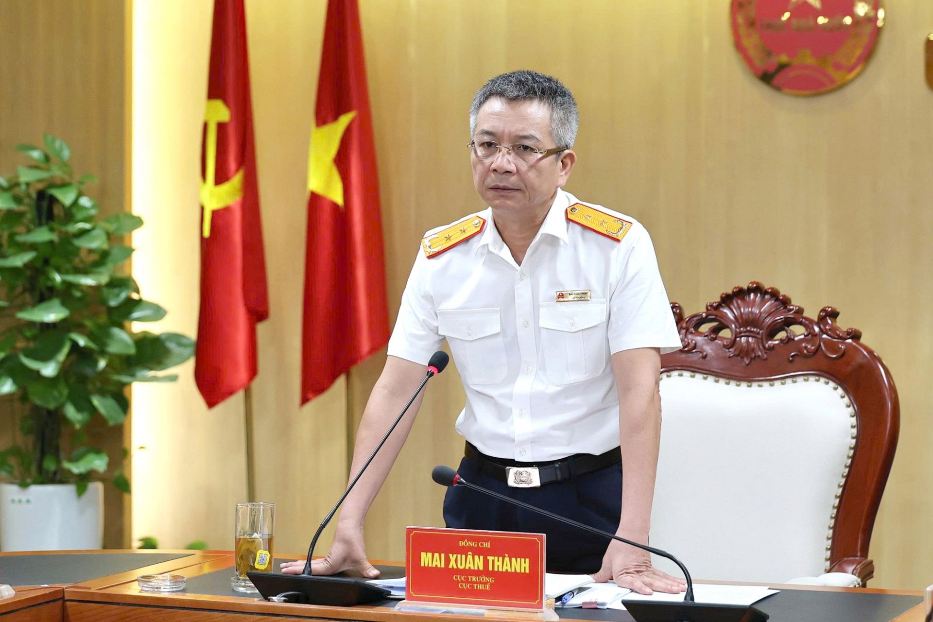 &Ocirc;ng Mai Xu&acirc;n Th&agrave;nh, Cục trưởng Cục Thuế ph&aacute;t biểu tại Hội nghị. Ảnh: