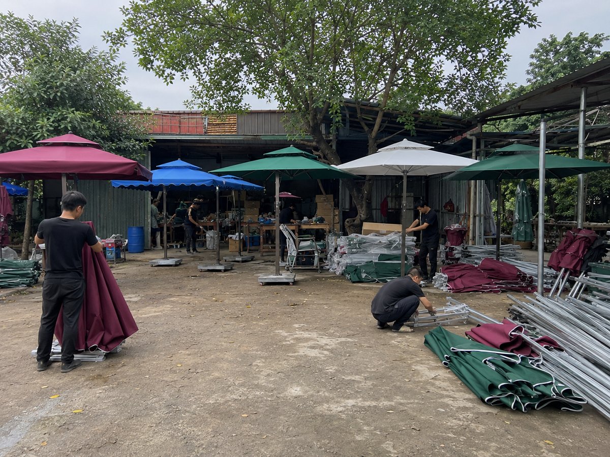Đa dạng sản phẩm &ocirc; che nắng ngo&agrave;i trời được trưng b&agrave;y tại showroom